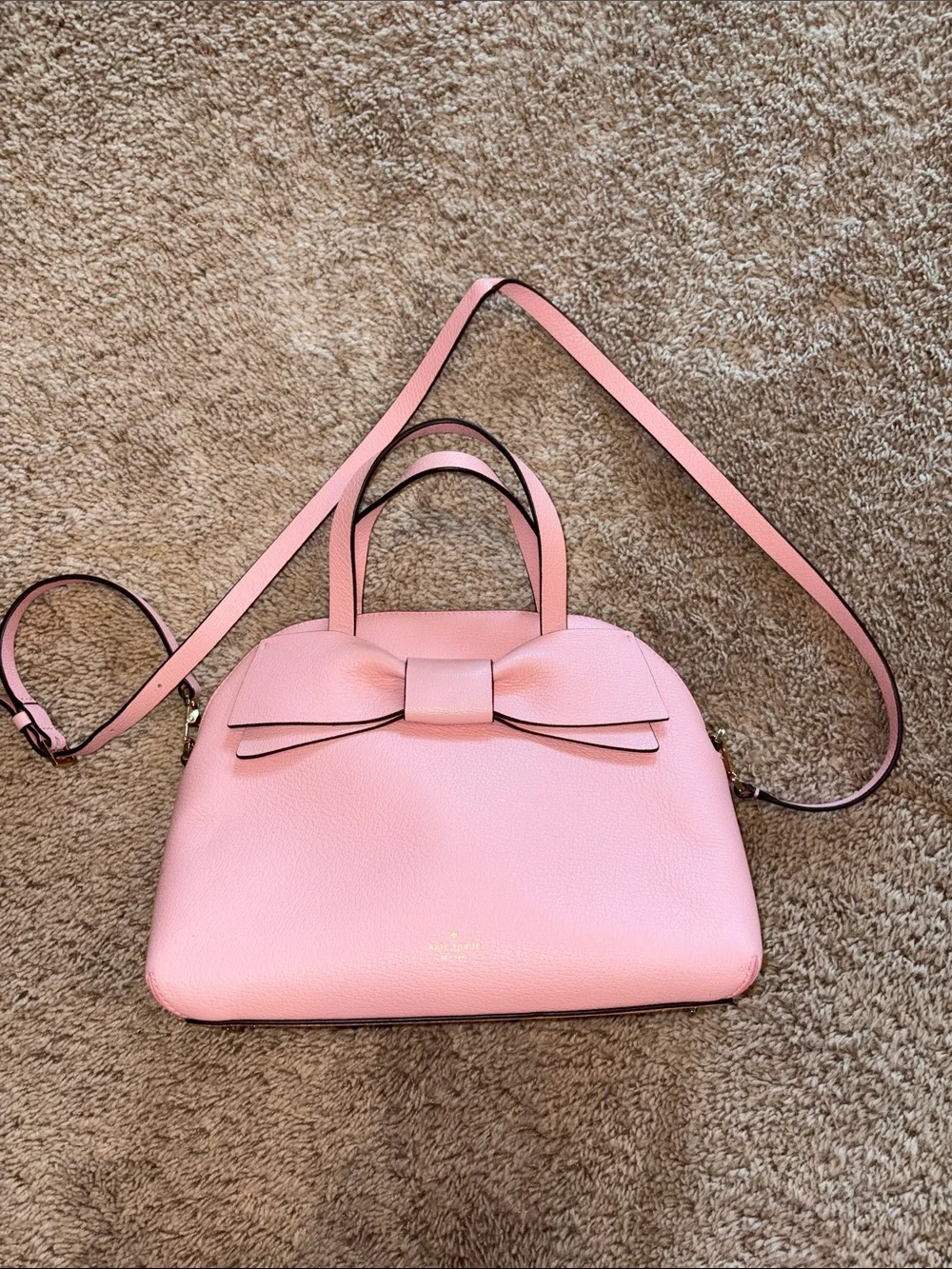 kate spade Pink Bow Dome Satchel with Crossbody Strap